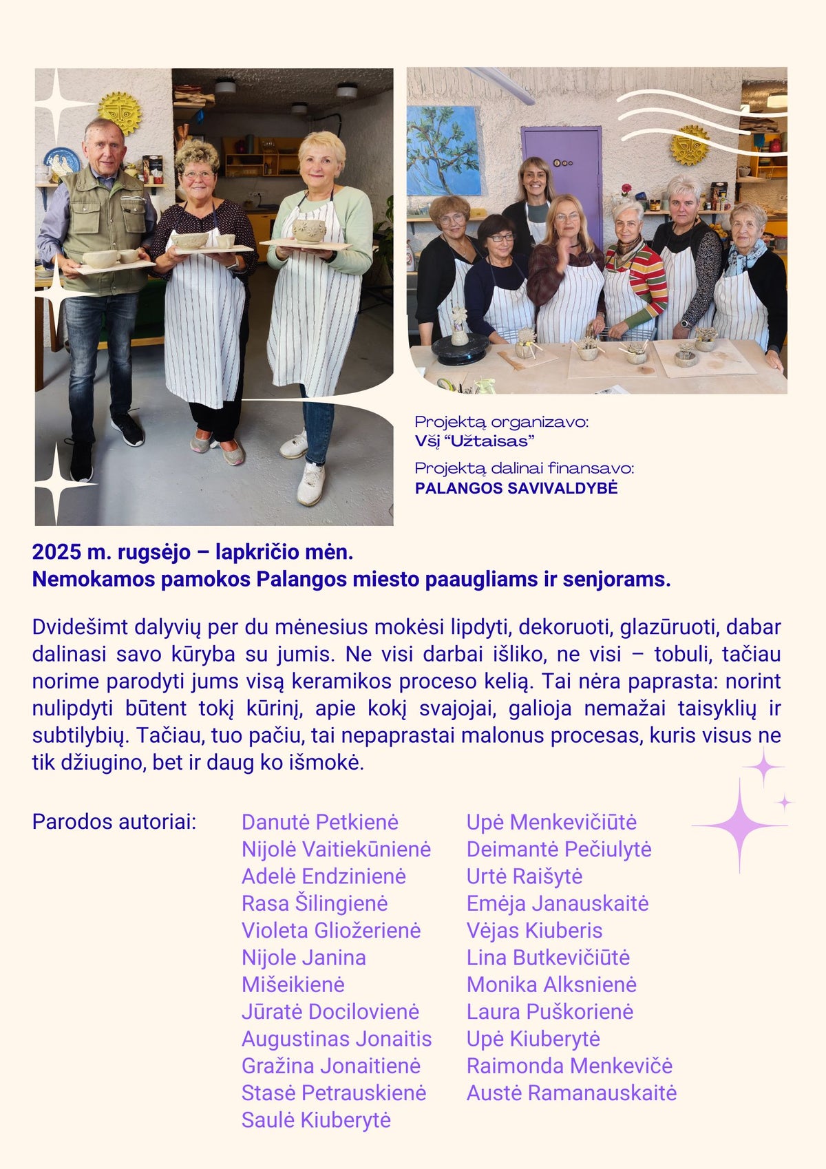 Keramikos kūrybinė patirtis KERAMISTA Palangoje